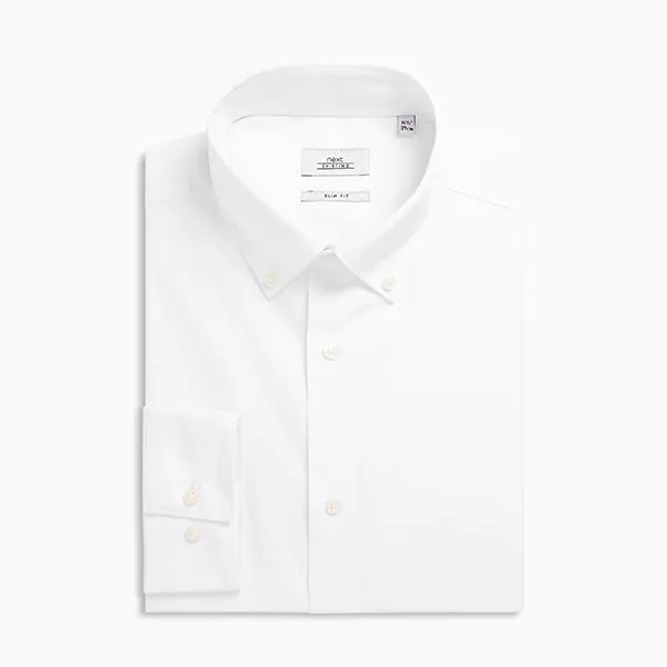 2PK White Button Down Collar Shirts