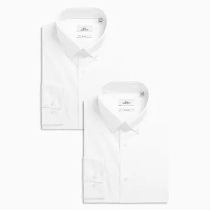 2PK White Button Down Collar Shirts