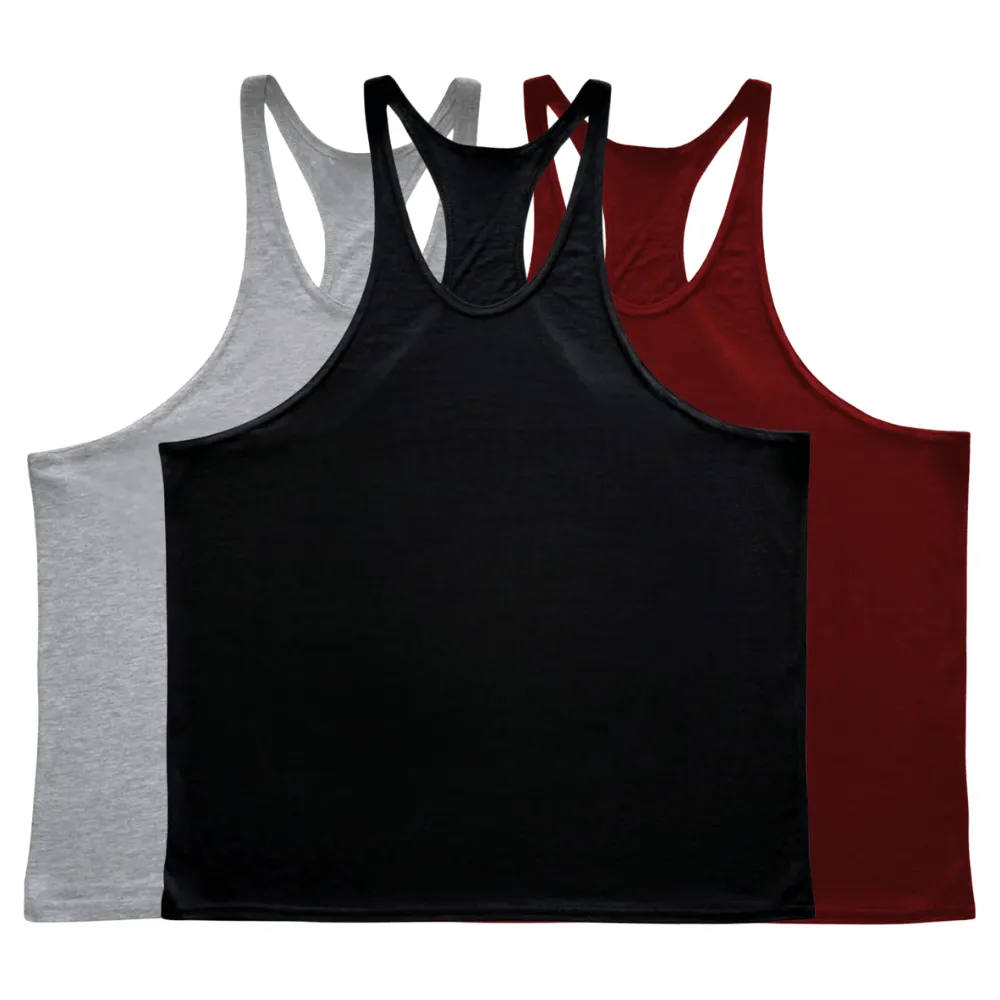 3 Pieces Men's GYM Stringer Tank Tops