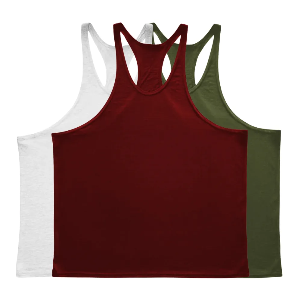 3 Pieces Men's GYM Stringer Tank Tops