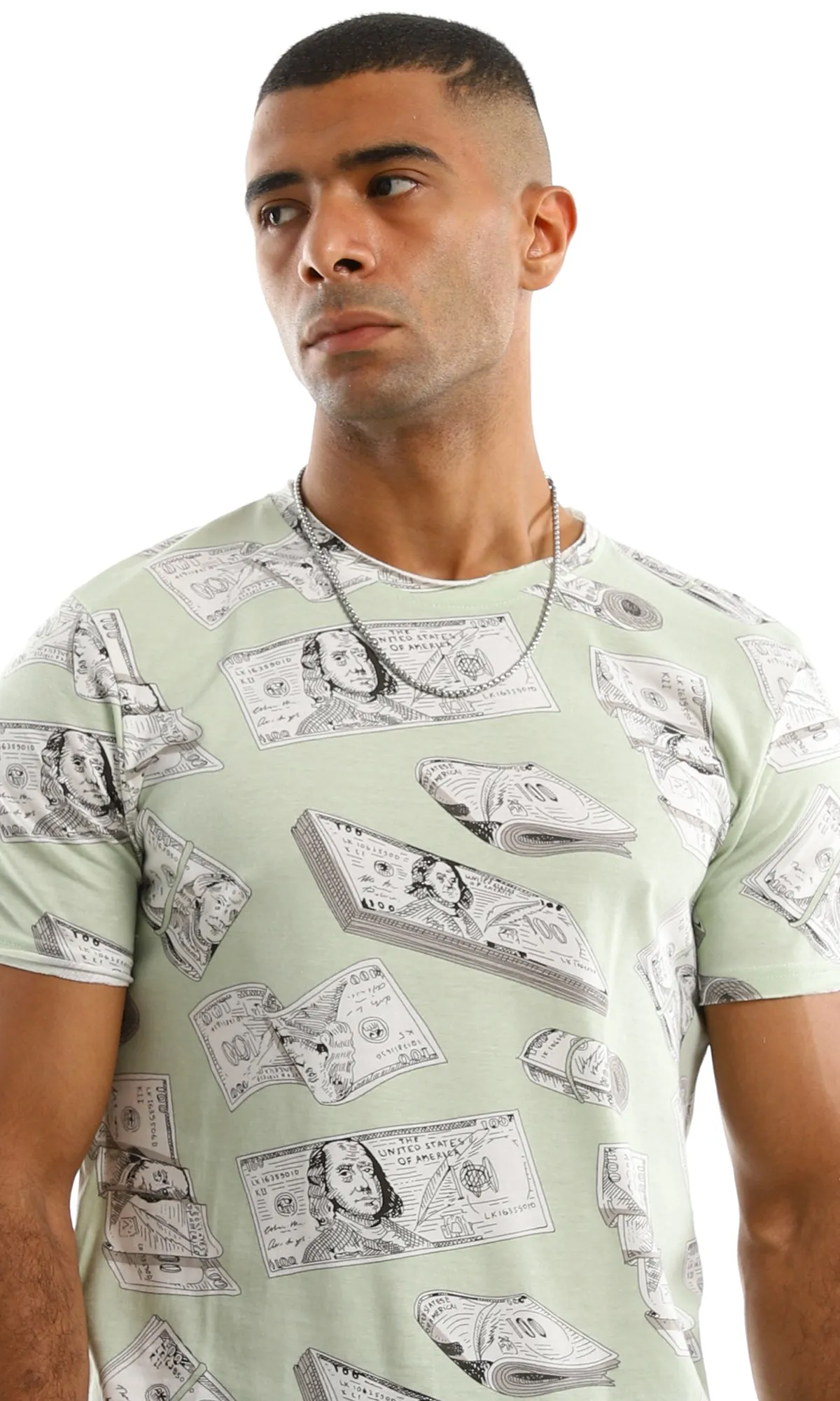 97360 Light Mint Dollar Bills Round Neck T-Shirt