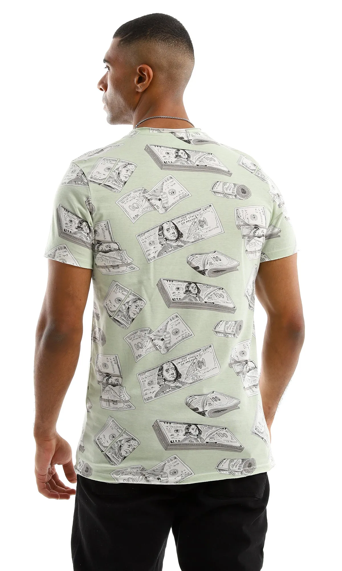 97360 Light Mint Dollar Bills Round Neck T-Shirt
