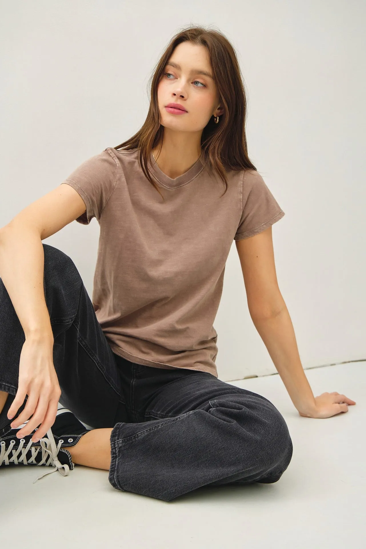 Anastasia Classic Cut Acid Wash Short Sleeve Tee