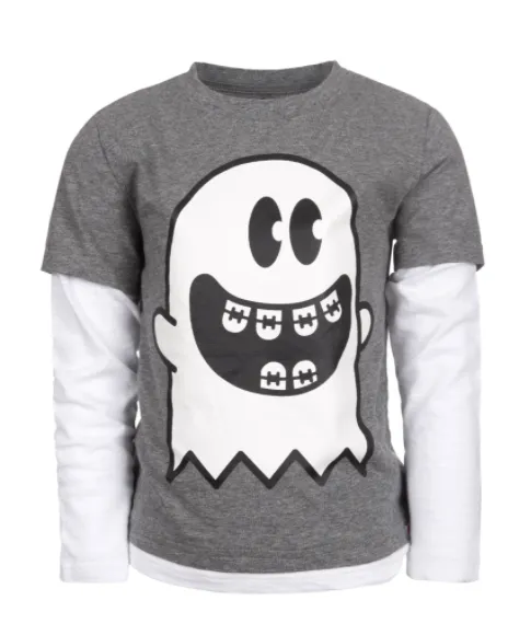 Appaman - Boys Repo Long Sleeve Ghost Tee in Heather Grey
