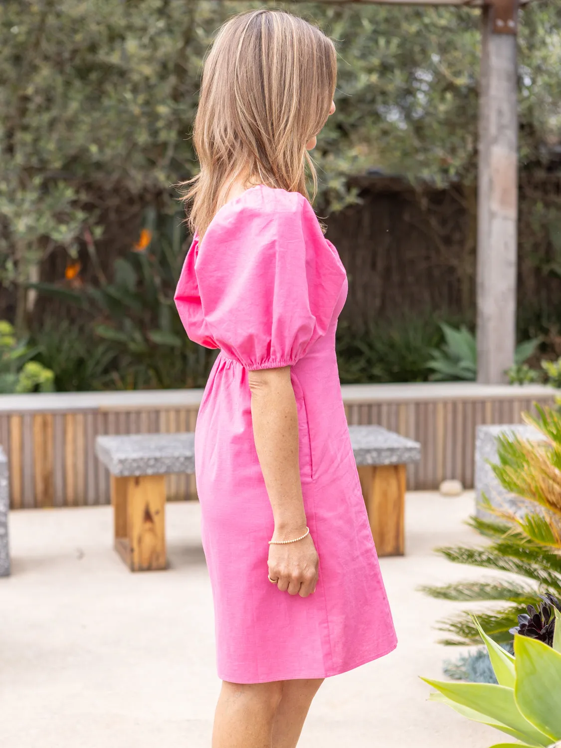 Aria Shirred Back Mini Dress - Pink