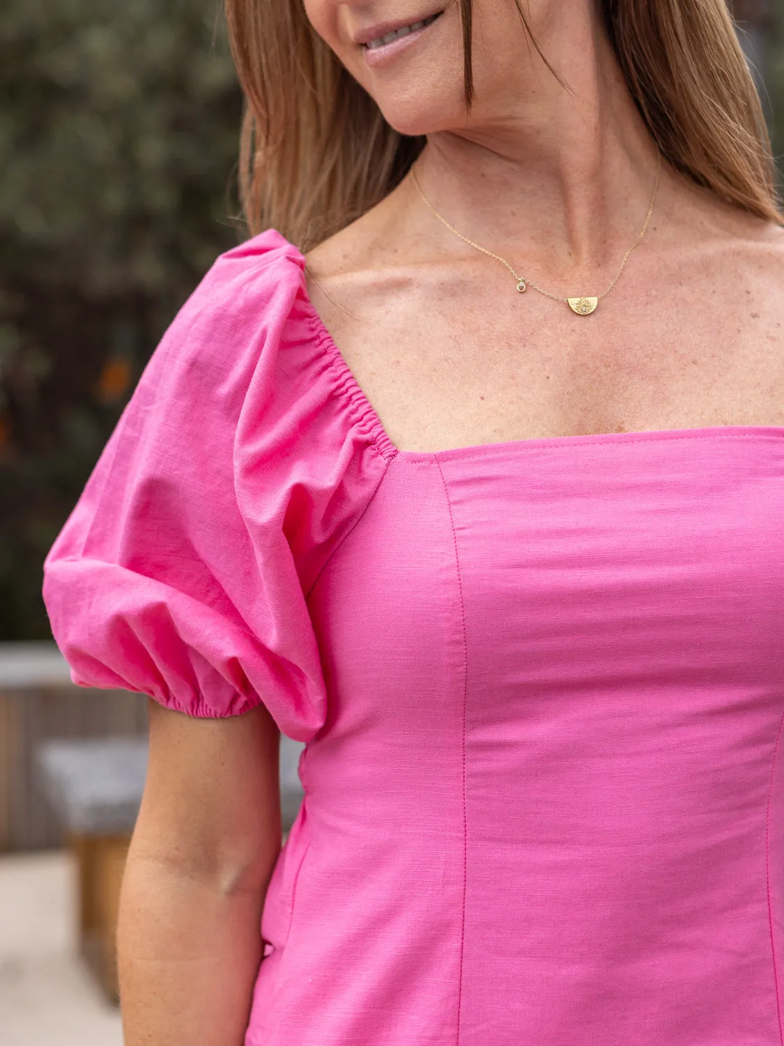 Aria Shirred Back Mini Dress - Pink