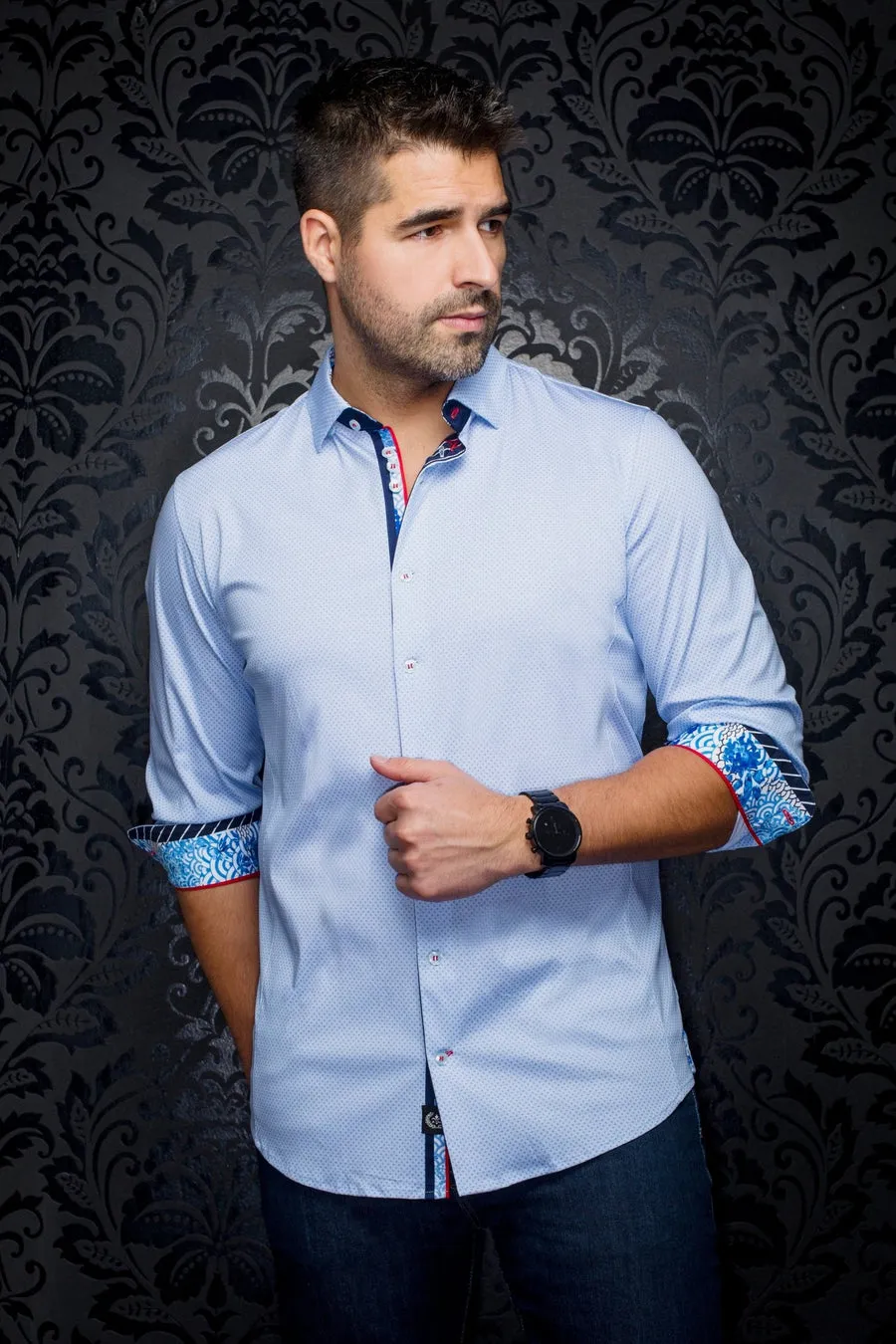 Au Noir Stretch Shirt | Miron Light Blue
