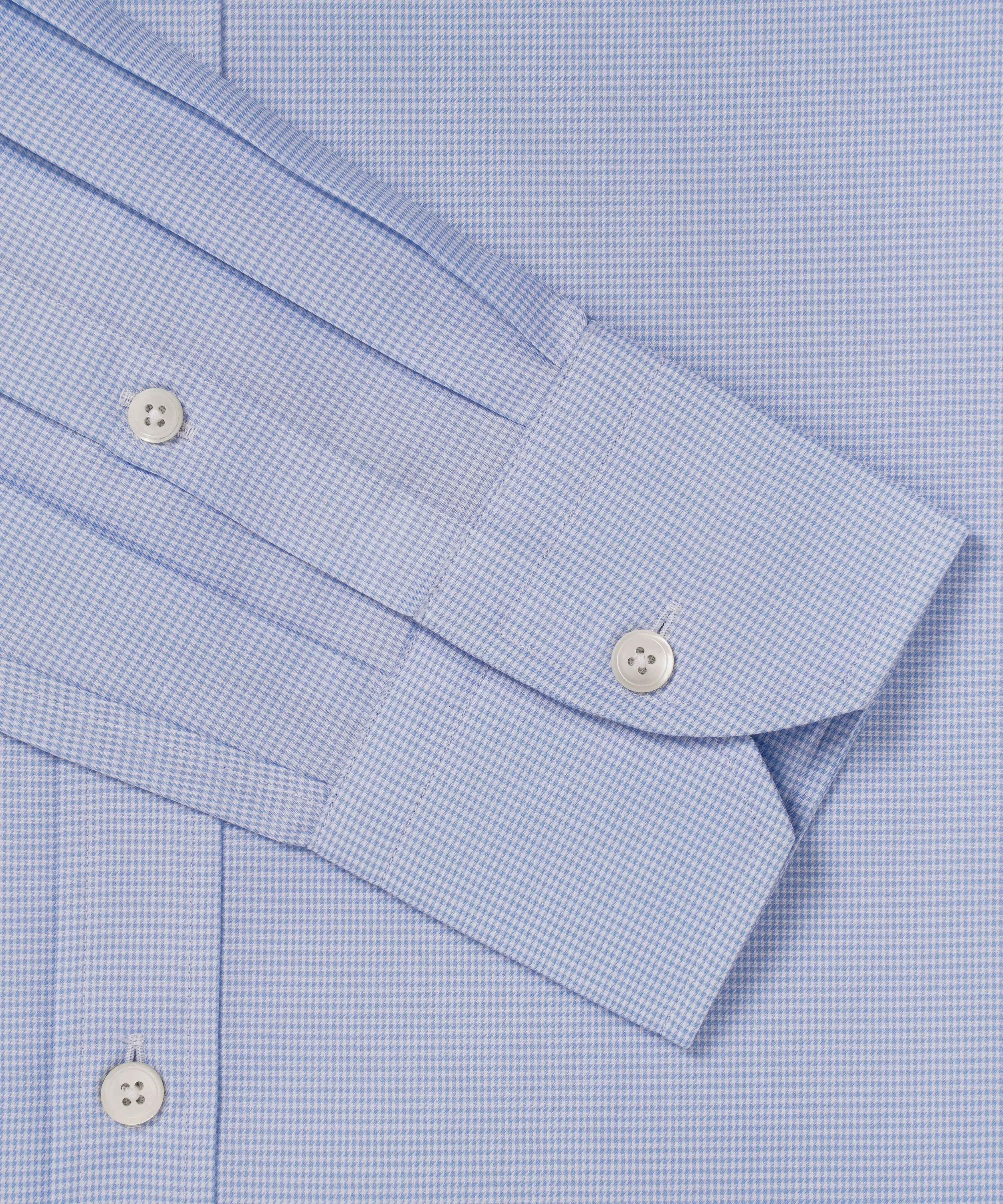 Blue & White Slim Fit Micro Puppytooth Dress Shirt