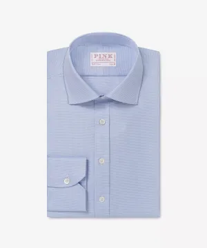 Blue & White Slim Fit Micro Puppytooth Dress Shirt