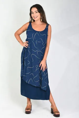 Bodacious Overlap Swirl Dress Navy S