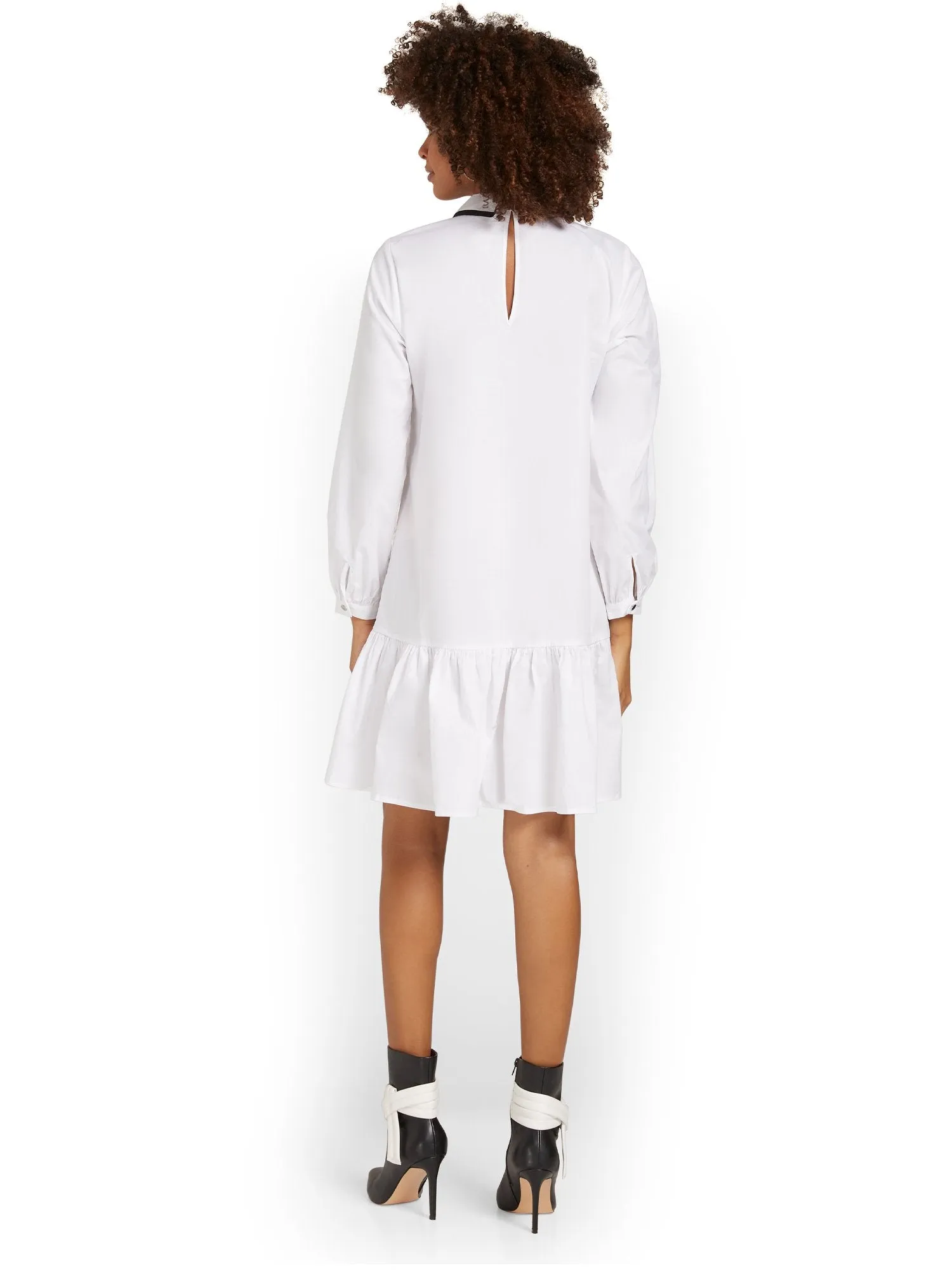 Bow-Neck Poplin Dress