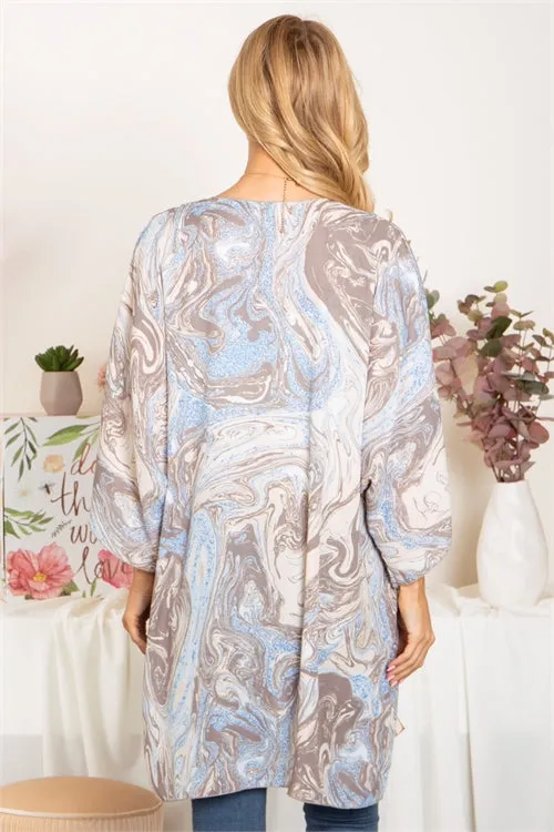 C7000-LIGHT BLUE GREY MARBLE PRINTED OPEN FRONT CARDIGAN-2-2-2