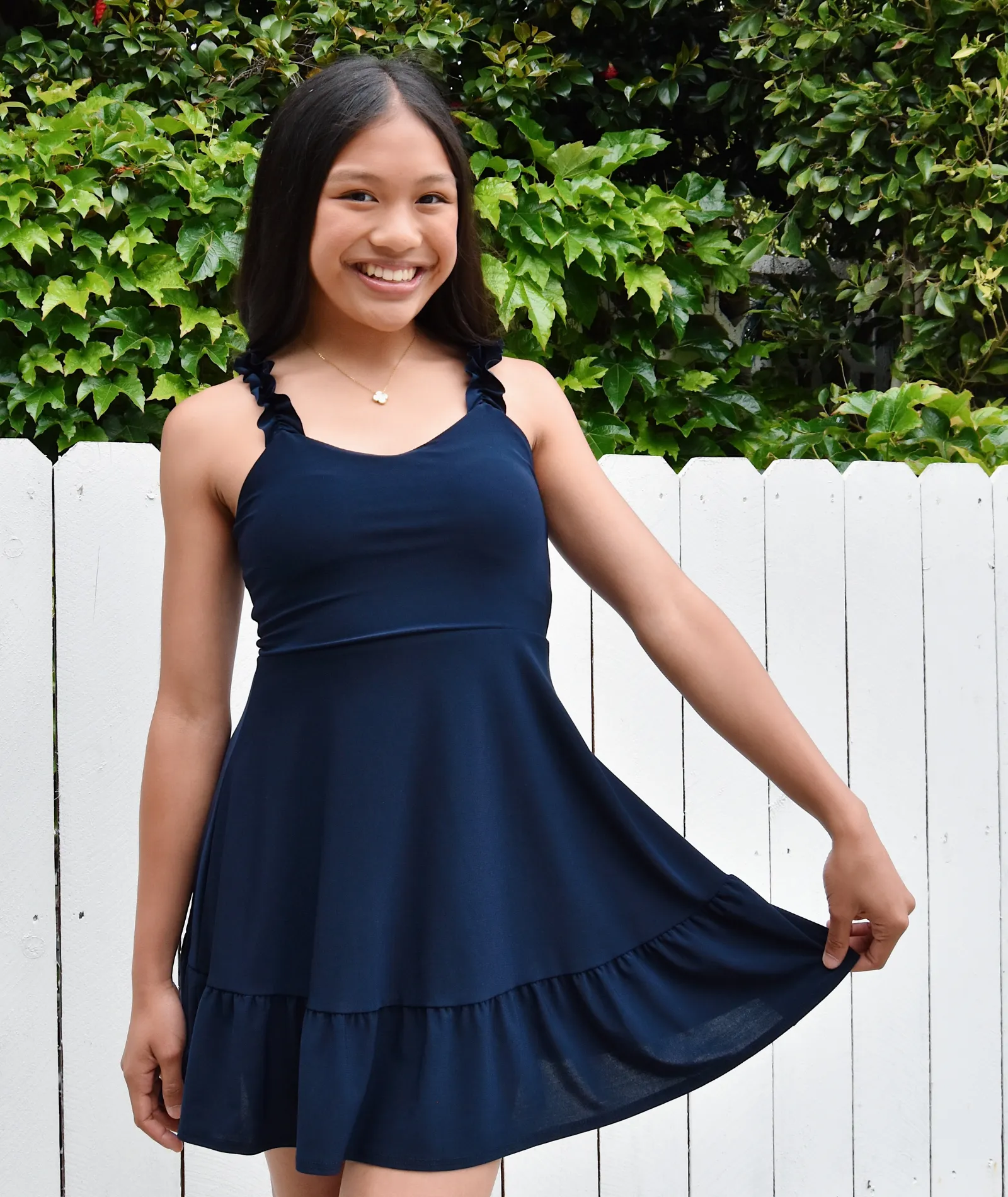 Cheryl Creations Girls Heidi Ruffle Tank Skater Dress