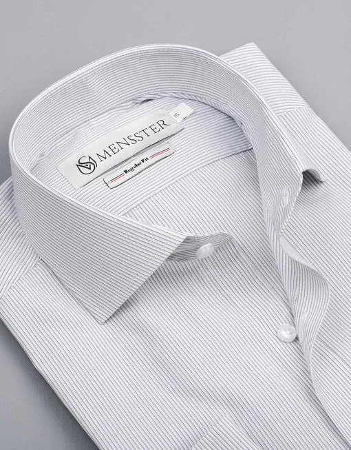 Classic White Business Shirt with Thin Lines