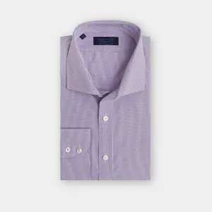 Contemporary Fit, Cut-away Collar, 2 Button Cuff Shirt in a Lilac, Navy & White Check Poplin Cotton