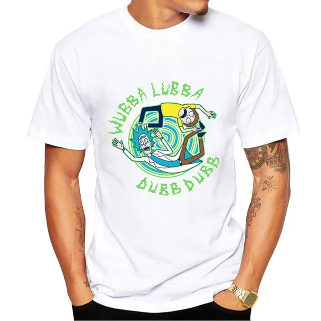 Cool Rick Morty men t shirt 2017 Summer Anime T-shirts Peace among worlds folk White Fitness Cartoon tee shirt homme