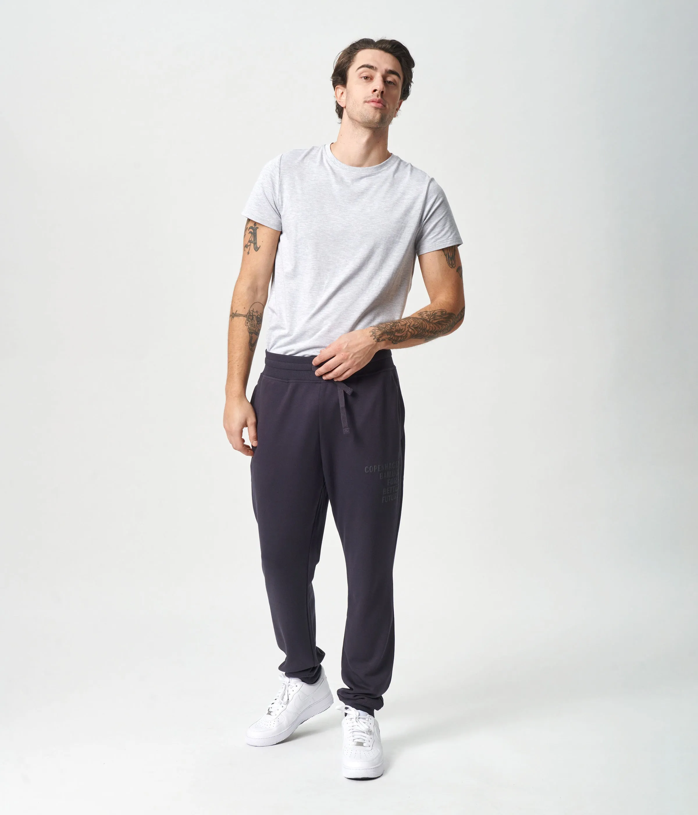 Dark grey bamboo sweatpants with logo