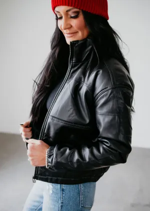 Emory Faux Leather Puffer Jacket
