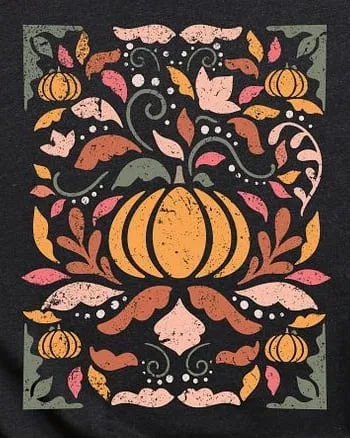 Fall Floral Grunge Short Sleeve Graphic Tee | Black