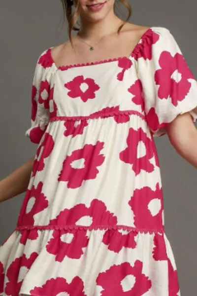 Floral Short Sleeve Mini Dress