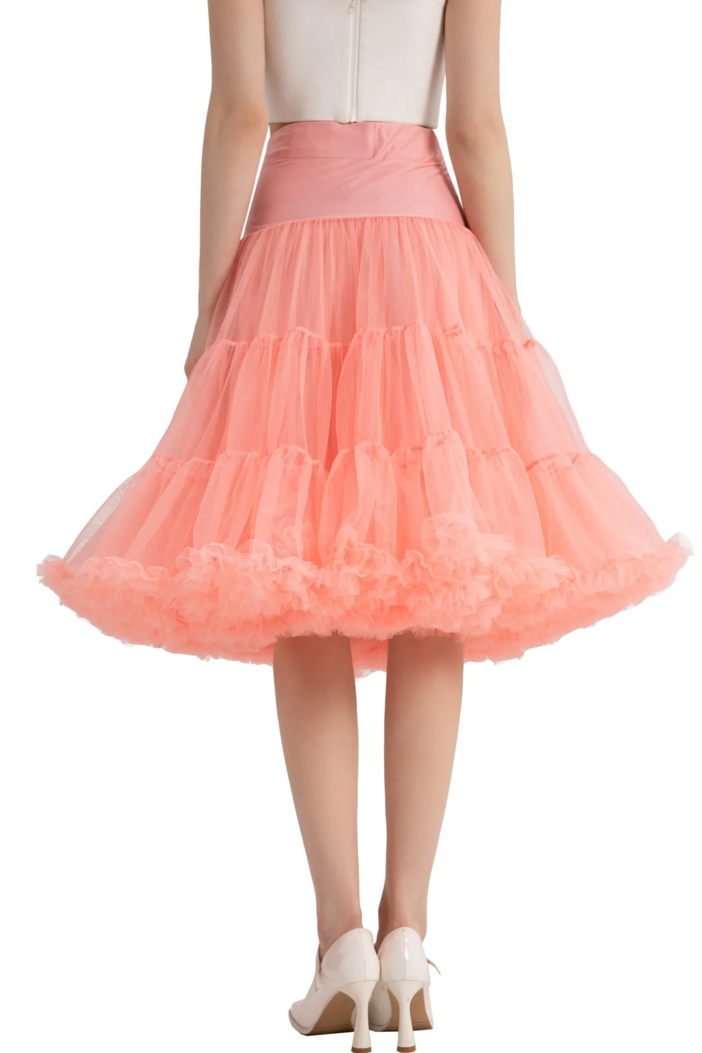 Fluffy Net Petticoat 25.5 Inches In Coral Pink
