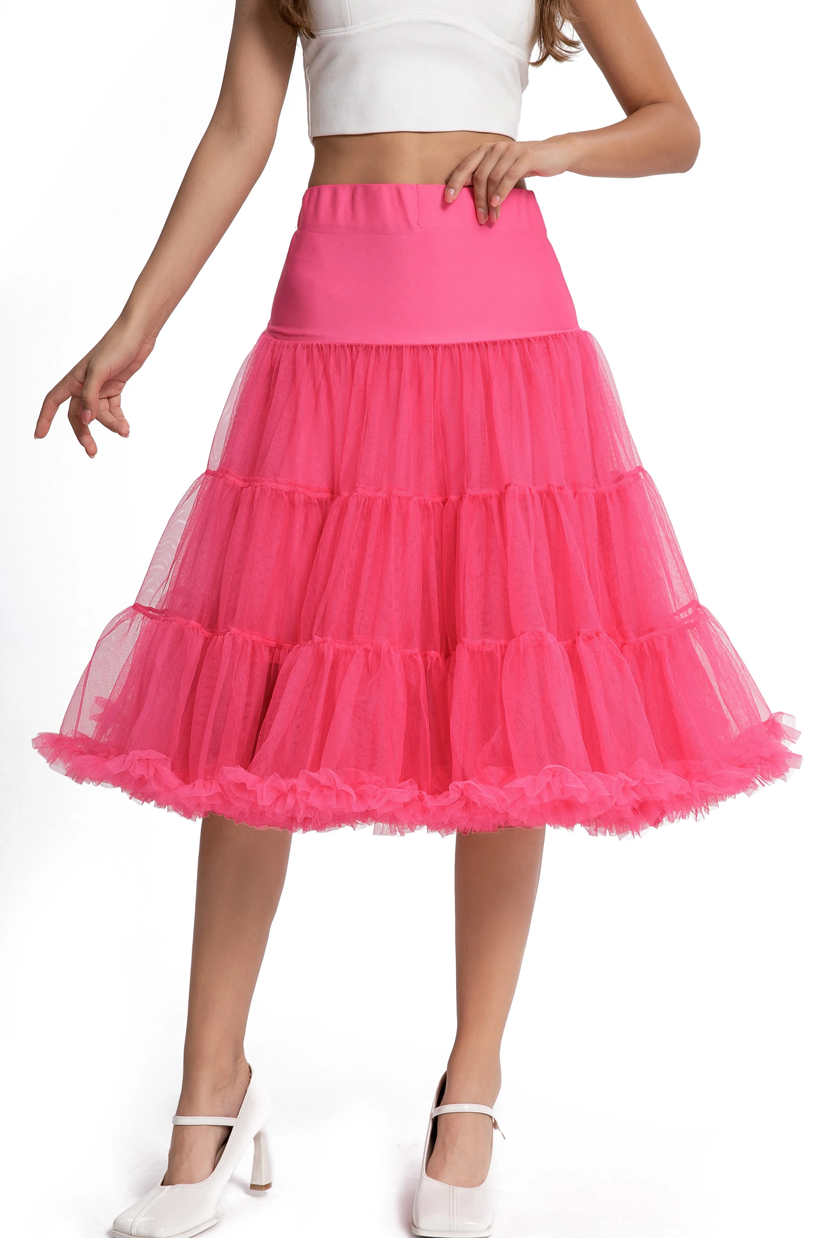 Fluffy Net Petticoat 25.5 Inches In Hot Pink