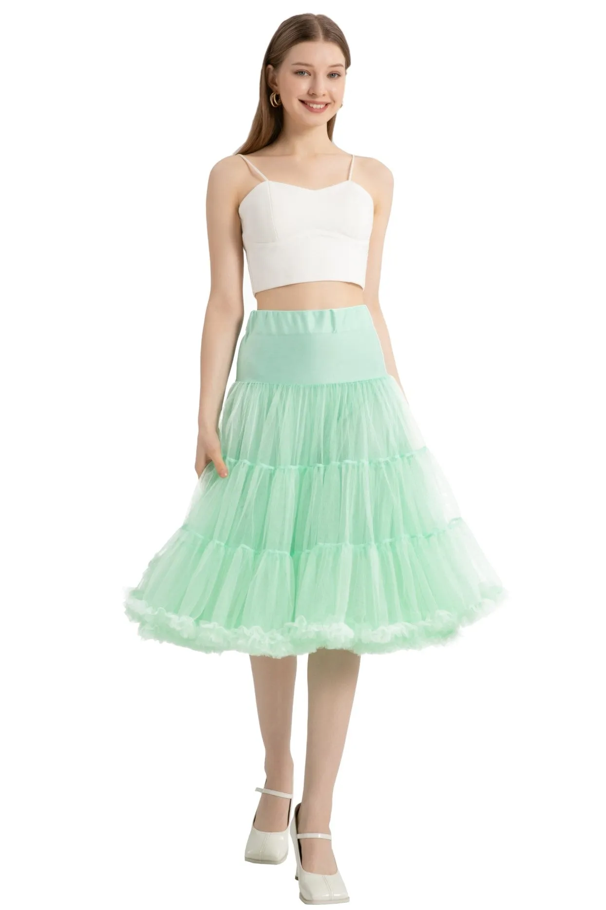 Fluffy Net Petticoat 25.5 Inches In Mint Green