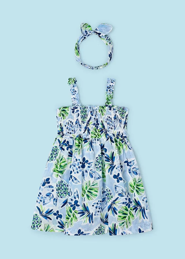 girls poplin tropical dress   headband