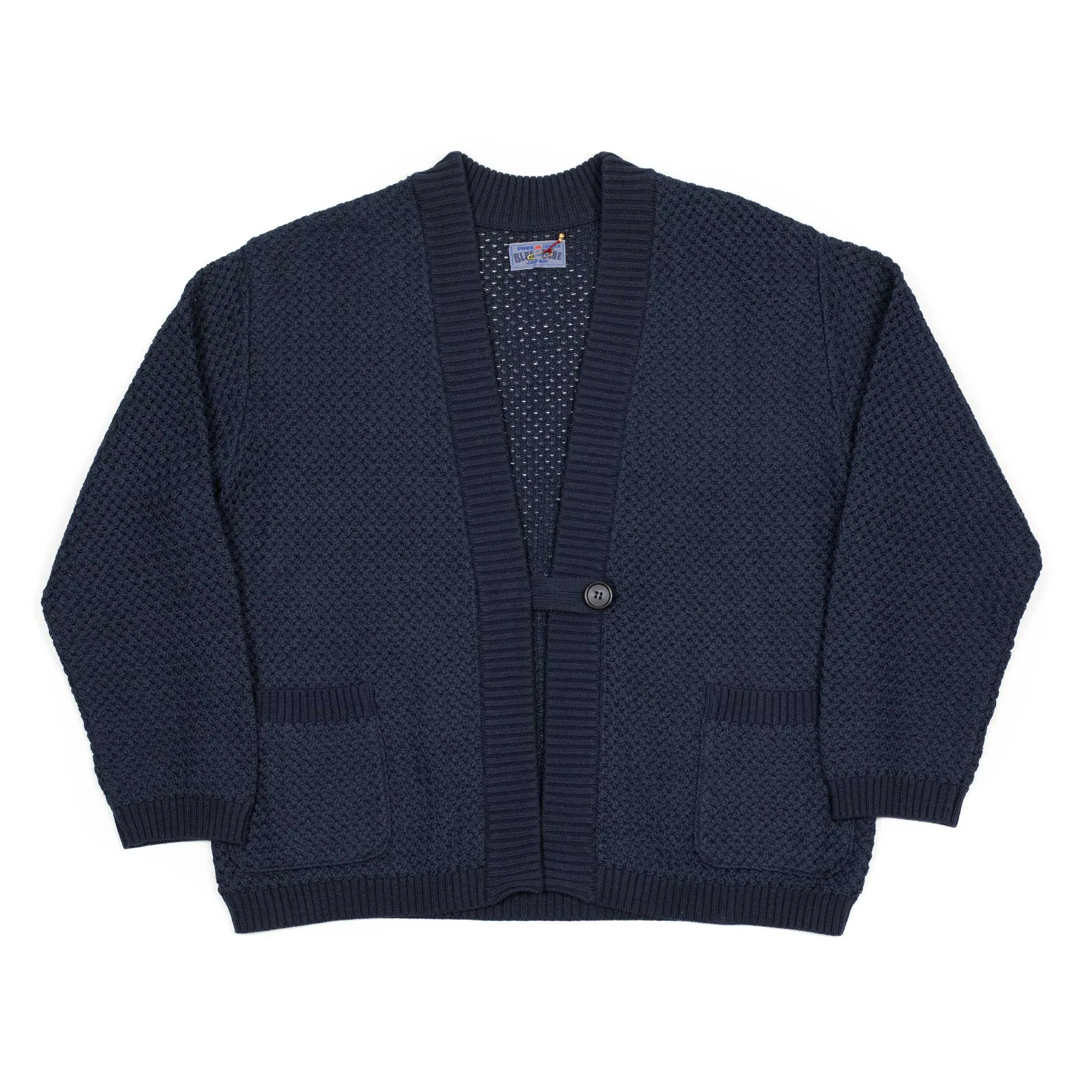 Haori cardigan in navy cotton washi paper mix