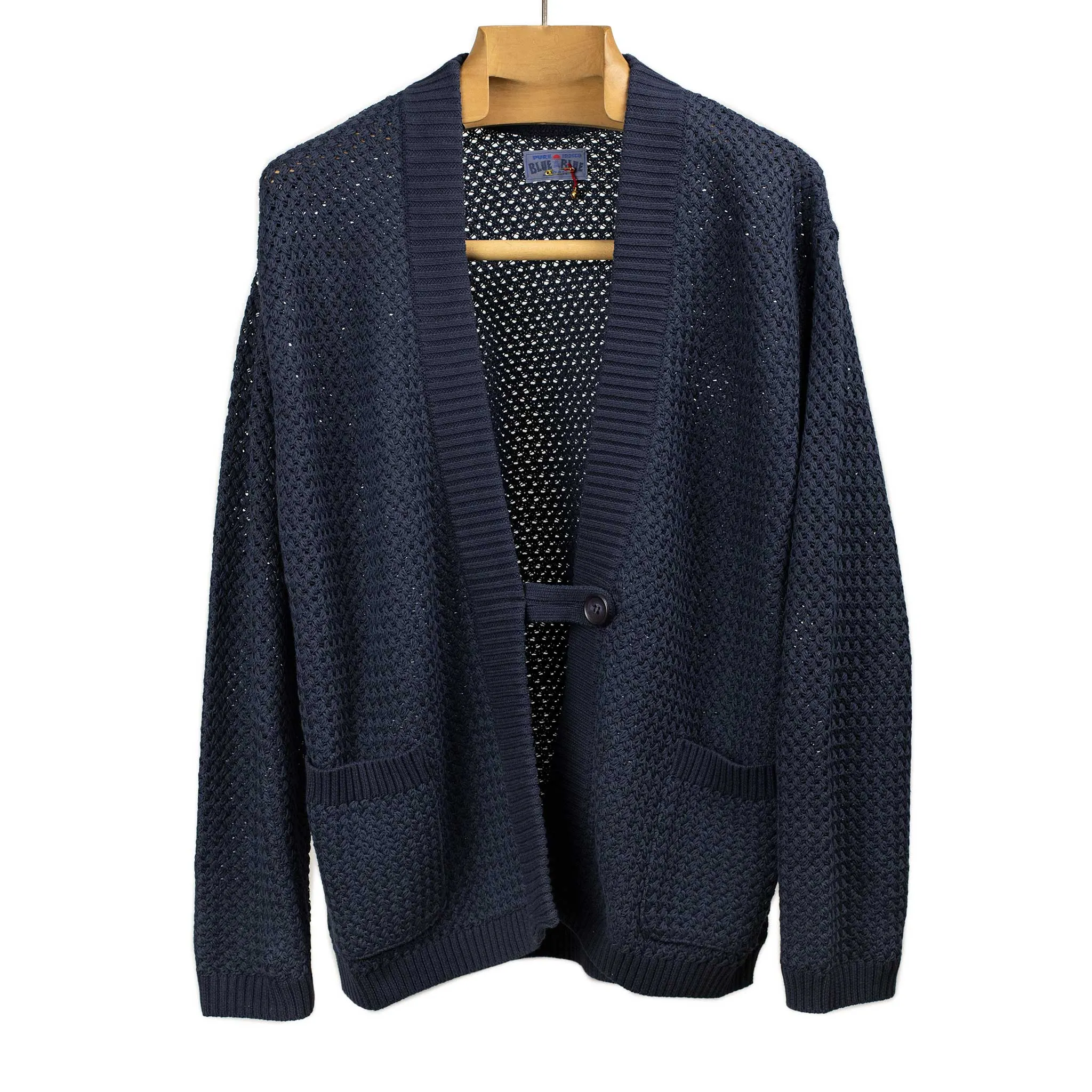 Haori cardigan in navy cotton washi paper mix