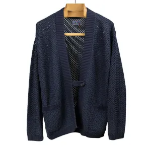 Haori cardigan in navy cotton washi paper mix