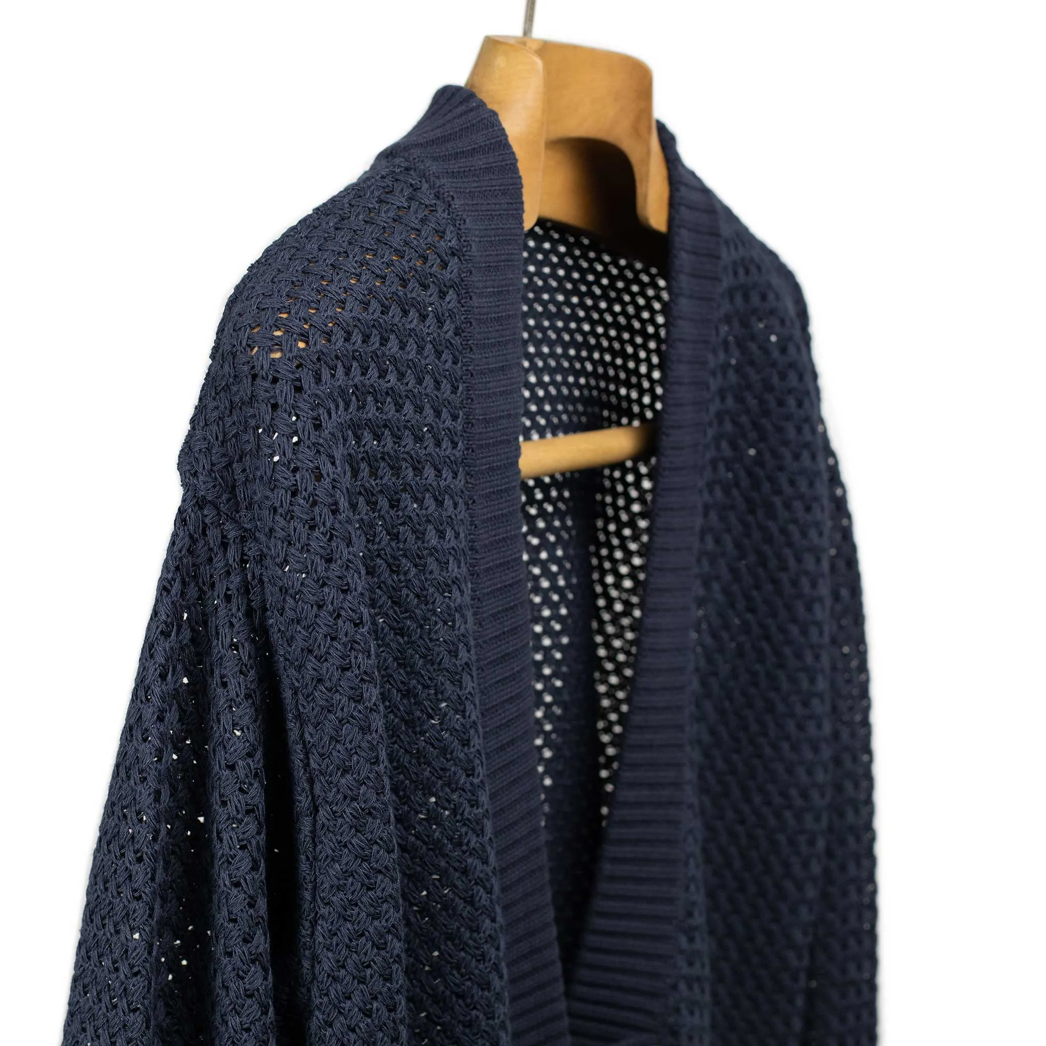 Haori cardigan in navy cotton washi paper mix