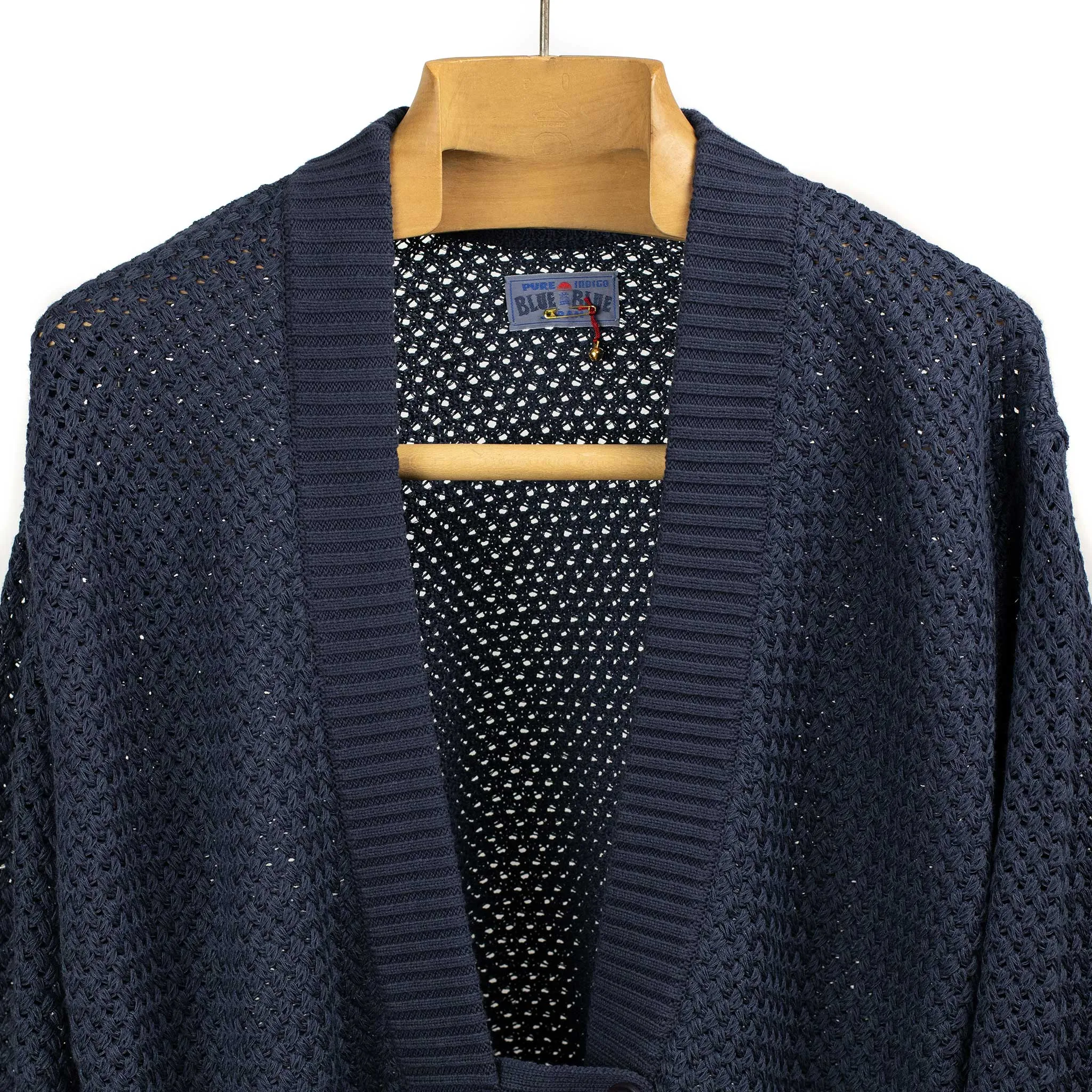 Haori cardigan in navy cotton washi paper mix