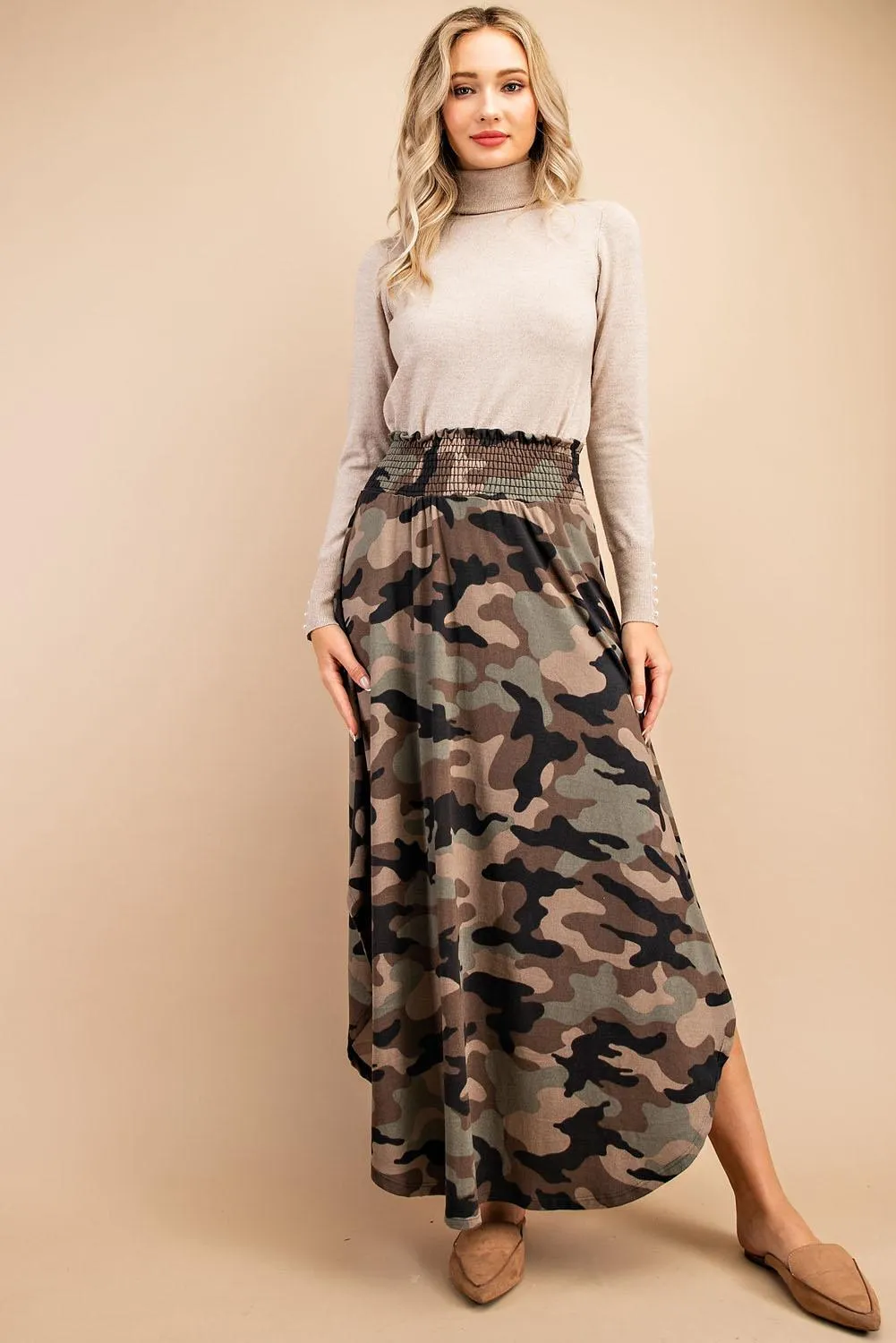 High-Rise Camouflage Swing Maxi Skirt (FINAL SALE)