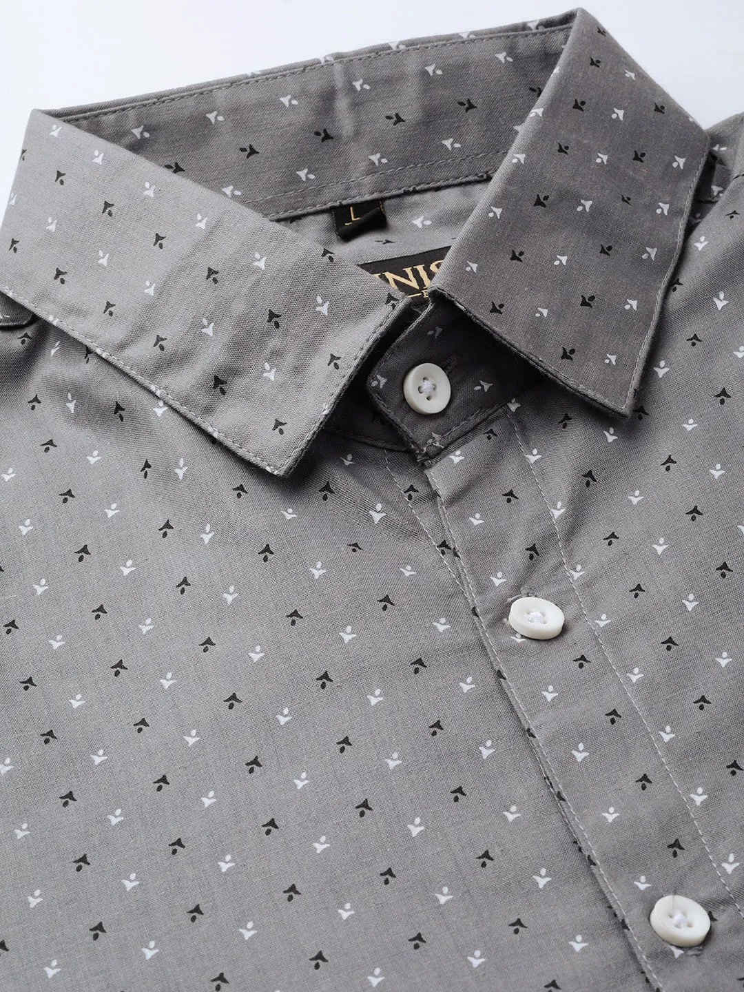 Jashvi Grey Men's Cotton Printed Formal Shirts