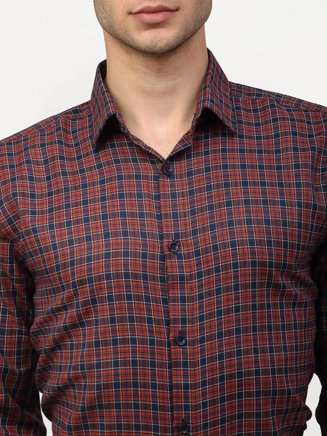 Jashvi Maroon Men's Checked Formal Shirts