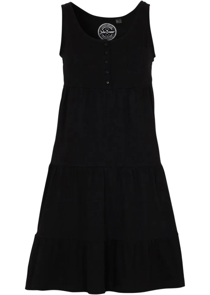 John Baner Jeanswear Cotton Jersey Short Dress, Black