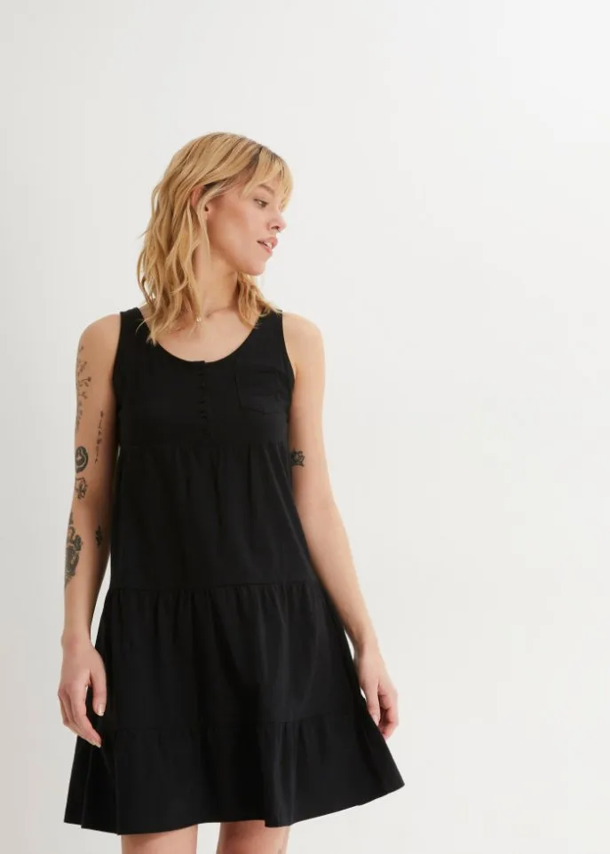 John Baner Jeanswear Cotton Jersey Short Dress, Black