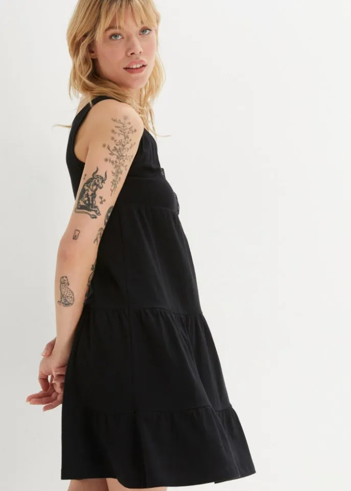 John Baner Jeanswear Cotton Jersey Short Dress, Black