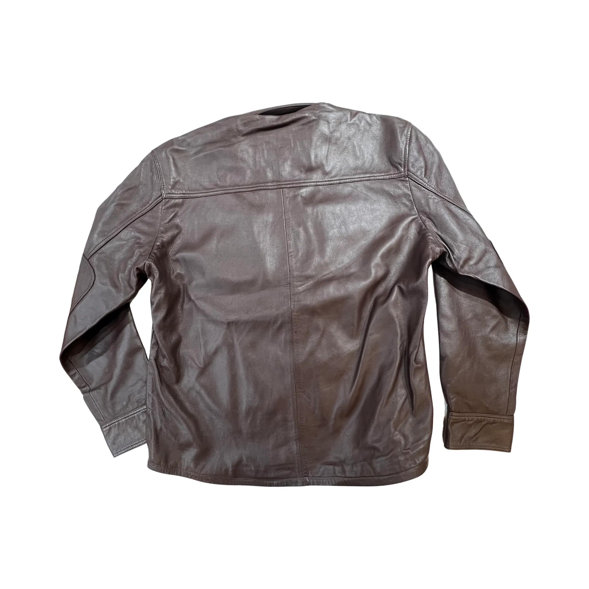 Kashani Men's Chocolate Brown Lambskin Button-Up Shirt