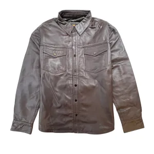 Kashani Men's Chocolate Brown Lambskin Button-Up Shirt