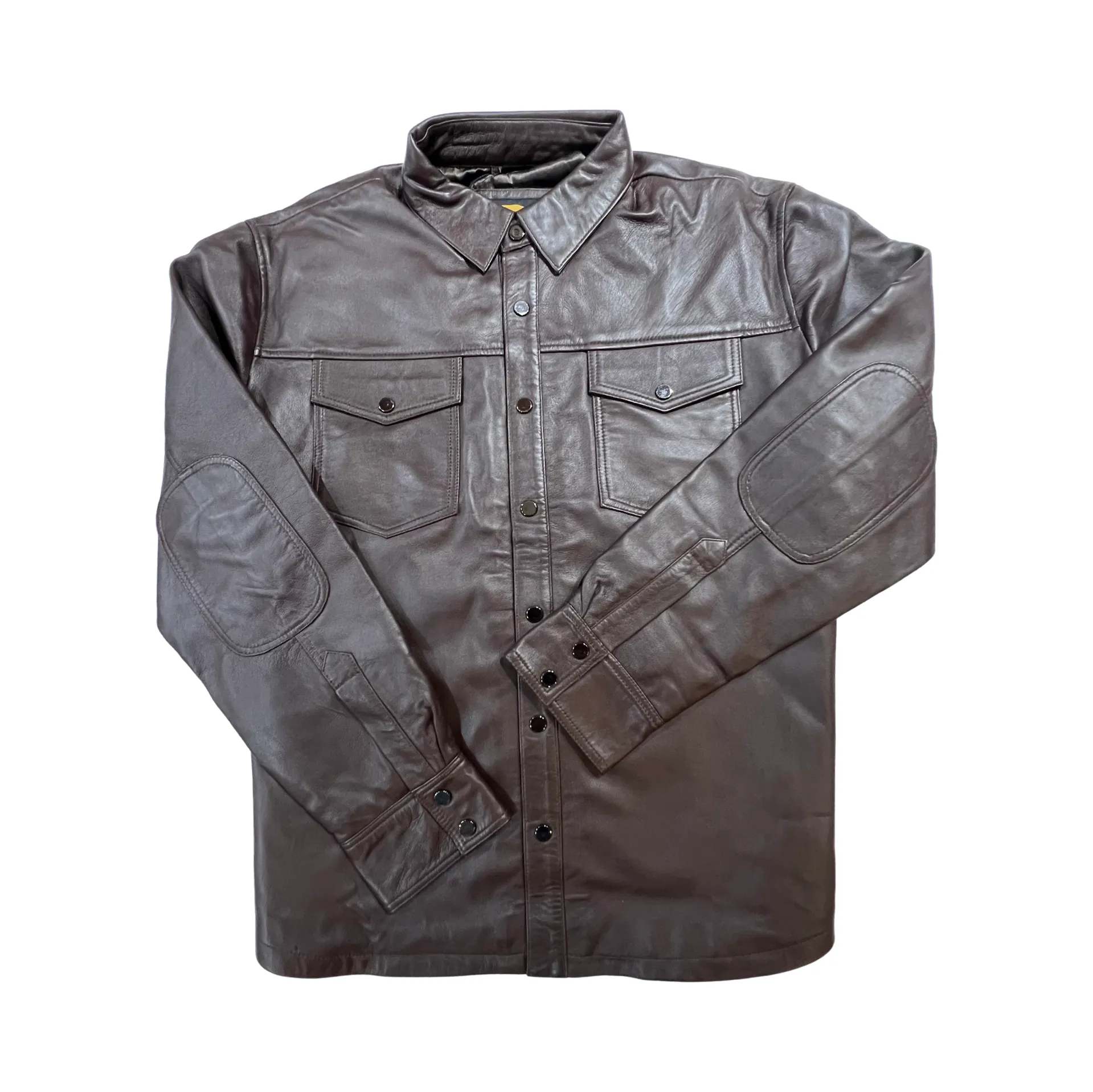 Kashani Men's Chocolate Brown Lambskin Button-Up Shirt