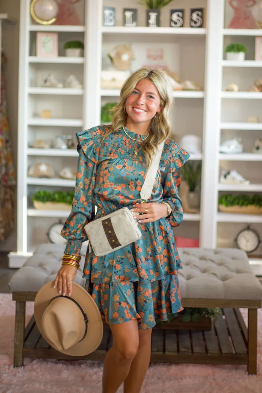 Long Sleeve Floral Tiered Dress