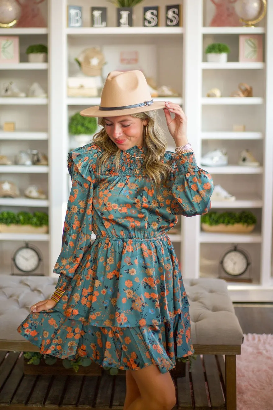 Long Sleeve Floral Tiered Dress