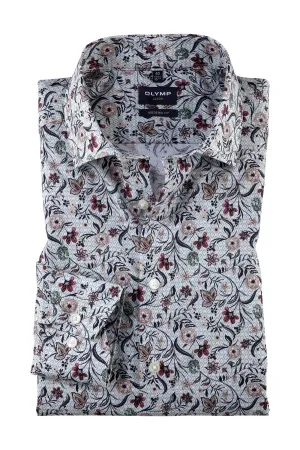 Luxor Modern Fit Floral Long Sleeve Shirt - Putty