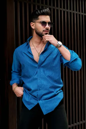 MEN BLUE STRIPE PRINTED SHIRT