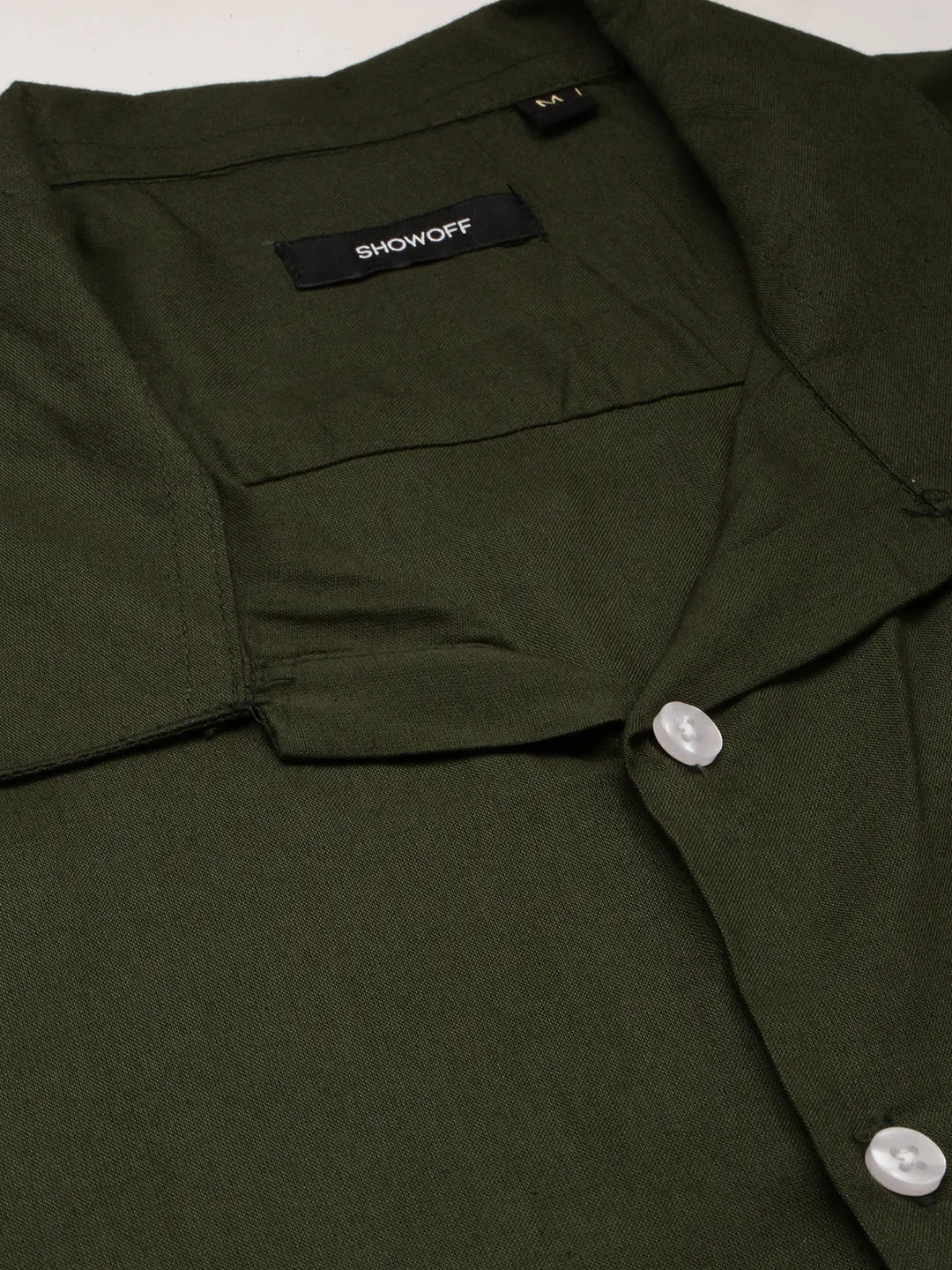 Men Green Shirt Collar Slim Fit Co-Ords Set