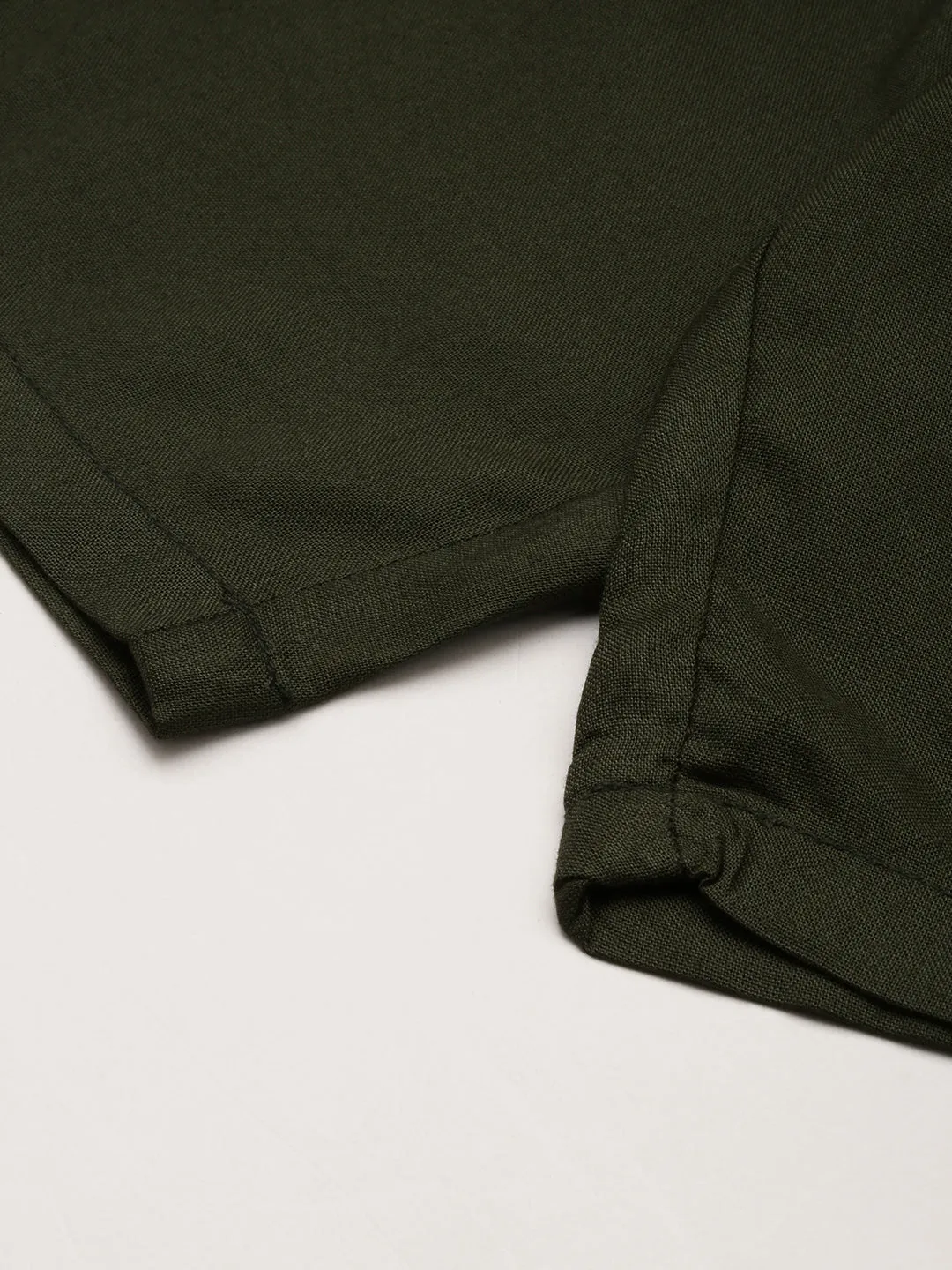 Men Green Shirt Collar Slim Fit Co-Ords Set