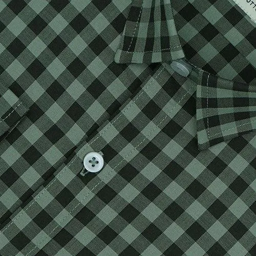 Men's 100% Cotton Gingham Checkered Full Sleeves Shirt (Olive)