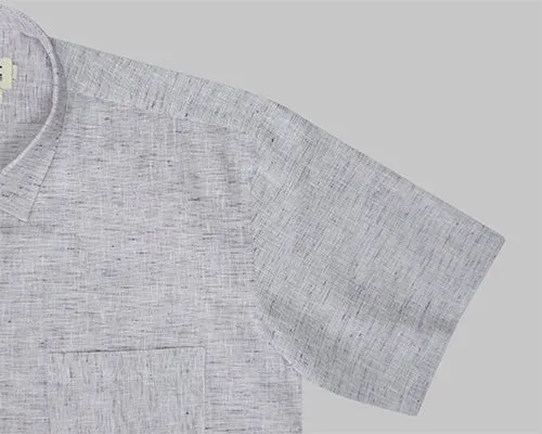 Men's Cotton Linen Half Sleeves Plain Solid Shirt (Purple)